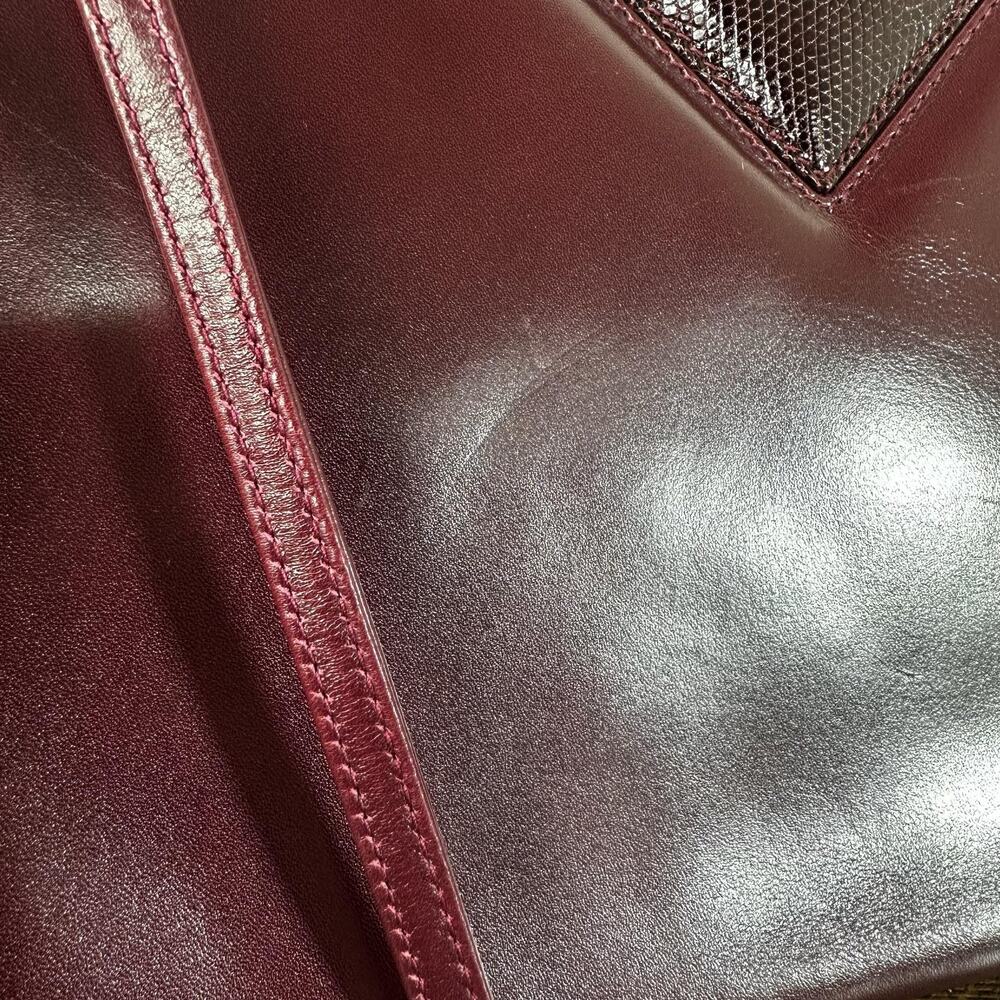 Salvatore Ferragamo Vintage Crossbody Bag Small Bordeaux Leather Italy Authentic - Picture 13 of 16